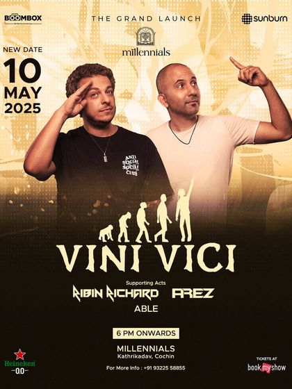 I partner with venues for their grand launches, bringing in huge international acts like Vini Vici to ensure an unforgettable opening night. This poster shows a rescheduled date, highlighting my commitment to making the event happen.
