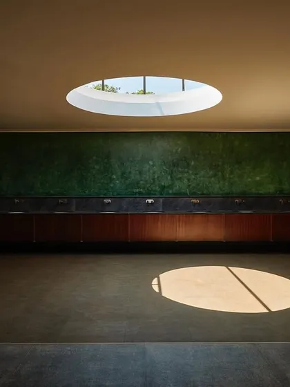 In the Samavana wedding venue, a circular skylight becomes a dynamic art piece, casting a perfect circle of sunlight that moves through the space during the day. This is how we sculpt with light, creating moments of unexpected beauty and quiet contemplation.