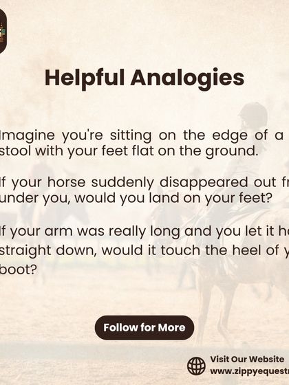Helpful analogies to remember correct riding posture, like imagining you're sitting on the edge of a bar stool.