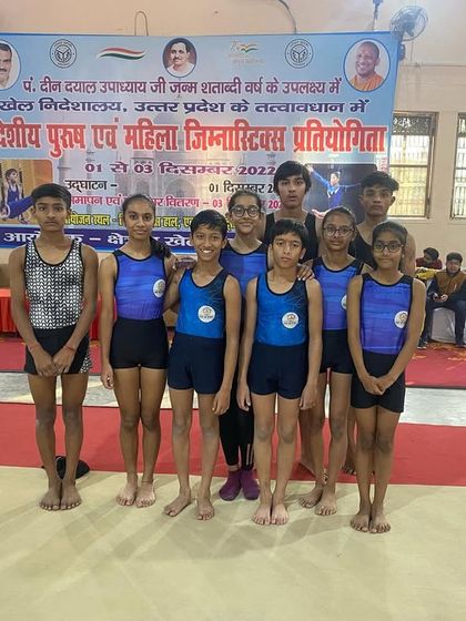 Our little champs representing the Noida team in the UP state gymnastics finals after qualifying through district and zonal competitions.