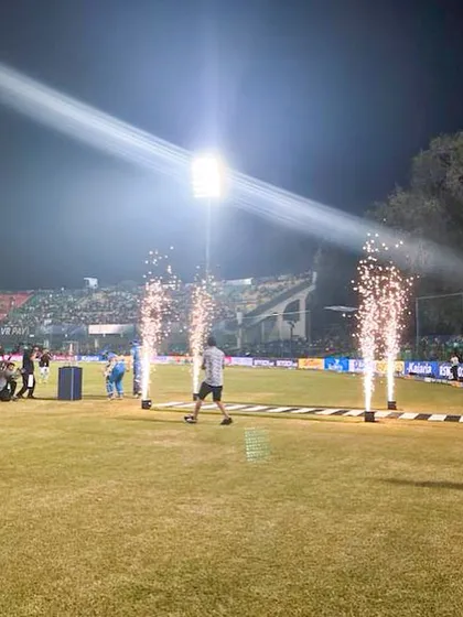 Pyrotechnics light up the field at the Road Safety World Series. We provide a full range of fan engagement and entertainment to make this legends' cricket league an unforgettable experience.