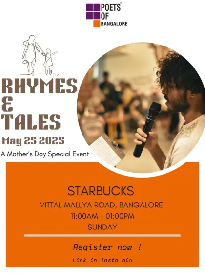 The poster for our "Rhymes & Tales" Mother's Day special event. We invited our community to celebrate with their moms and make memories together.