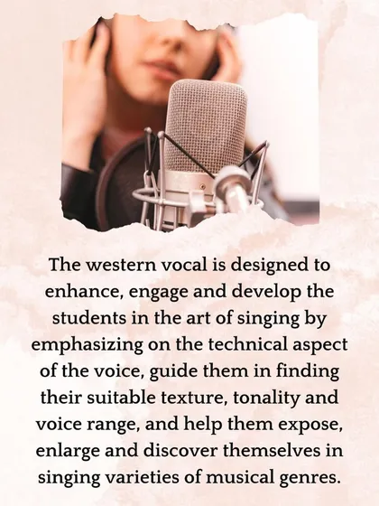 Our western vocal program is designed to develop the technical aspects of singing. We guide students in finding their vocal texture and range, helping them discover their voice across many genres.