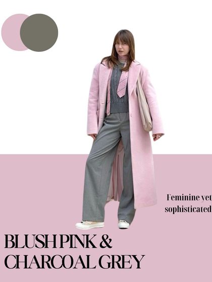 For a look that is both feminine and sophisticated, try pairing blush pink with charcoal grey. This soft yet strong combination is perfect for winter and adds a touch of modern elegance to your wardrobe.