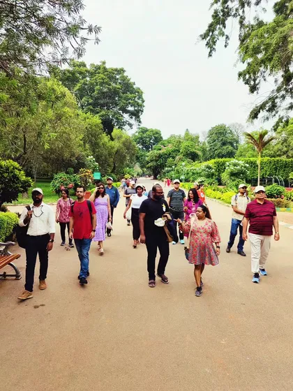 Strolling through the beautiful paths of Lalbagh during our guided walk. We love sharing our knowledge of plants outside of our farm and stores.
