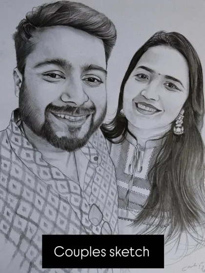 A 12x18 inch couples sketch commission. I focus on making these portraits a perfect gift for loved ones, capturing their connection in a timeless black and white style.