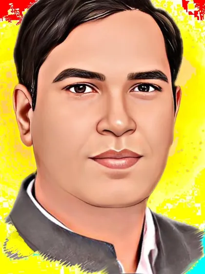 A close-up of the commissioned digital portrait, highlighting the smooth finish and stylized features I create in my digital paintings.