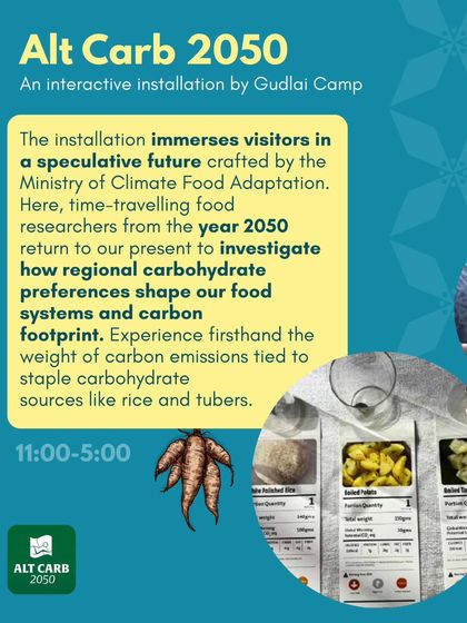 Travel to the future with the "Alt Carb 2050" installation. This unique experience at our market immerses visitors in a speculative future to investigate how our food choices shape our carbon footprint.