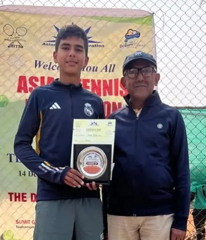 Arsh Kathuria stands proud after reaching the finals at the U14 Asian tournament in Jaipur. This was his first Asian finals, a significant step in his development as an international competitor.