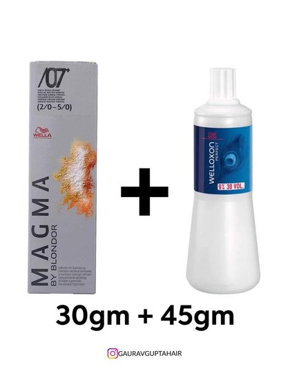 The formula for the Brown Sugar highlights. I used Magma by Blondor, which lifts and tones in a single step, making it incredibly efficient.