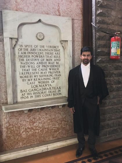 At the Bombay High Court, standing next to the powerful words of Lokmanya Bal Gangadhar Tilak from his 1908 trial. These words are a profound reminder of the fight for justice against all odds.