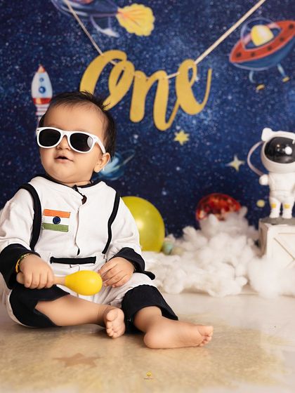 The official astronaut portrait, looking cool and confident. This shot shows the versatility of the space theme, from playful to posed.