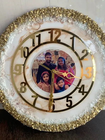 Another example of a personalized family photo clock, combining a beautiful memory with a stylish home decor piece.