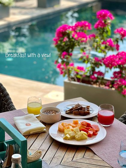 Start your day with a healthy and delicious breakfast with a view. Our poolside tables at Terra offer fresh fruits, juices, and a variety of breakfast options to energize your morning.