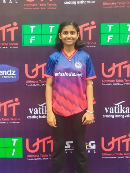 Swara Jangade at the UTT National Ranking Tournament in Panchkula, where she reached the quarterfinals, marking her first prize-winning performance at the national level.