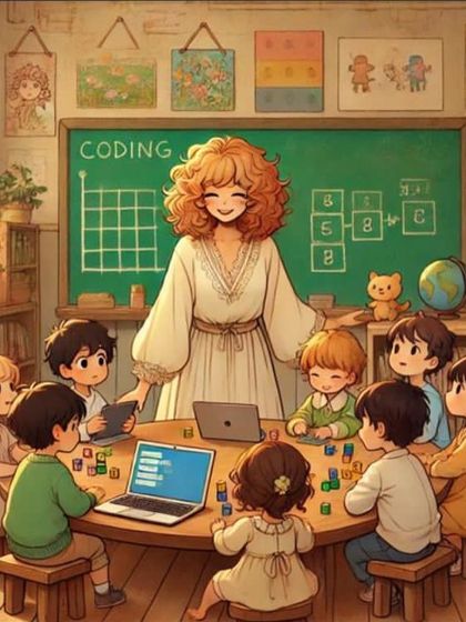 An imaginative, Ghibli-inspired depiction of our classroom. It captures the warmth, creativity, and joy we strive to bring to every coding and learning session.