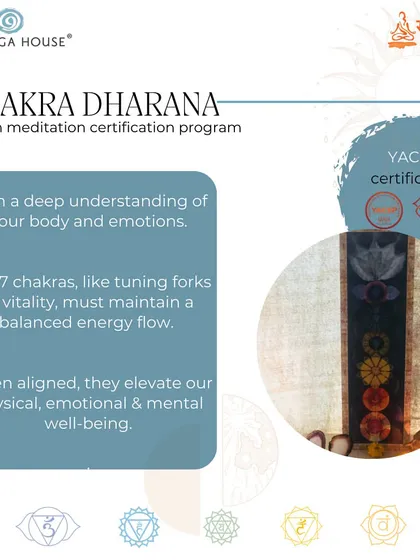 Our Chakra Dharana program is an in-depth meditation certification where you gain a deep understanding of your body's energy centers. Aligning the 7 chakras is key to elevating physical, emotional, and mental well-being.