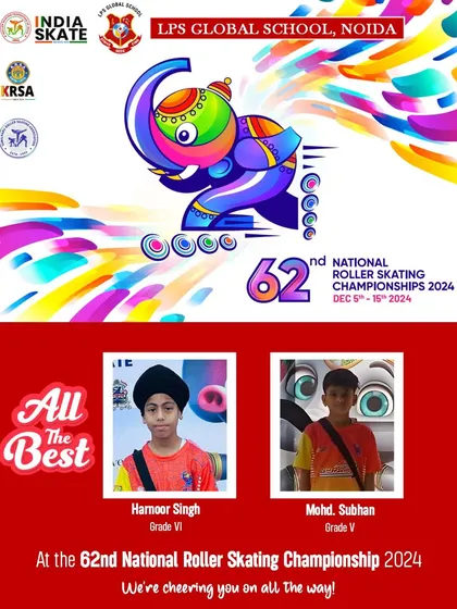 We wish our talented skaters, Harnoor Singh and Mohd. Subhan, all the best as they represent our school at the 62nd National Roller Skating Championship. We are proud to support our students as they compete on a national platform.
