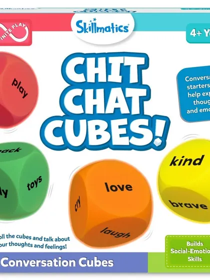 "Chit Chat Cubes" are excellent conversation starters. They help children practice expressing their thoughts and feelings, building crucial social-emotional and communication skills.