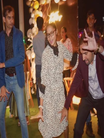 Friends getting goofy on the dance floor. I encourage everyone to let loose and have fun.