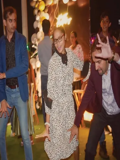 Friends getting goofy on the dance floor. I encourage everyone to let loose and have fun.