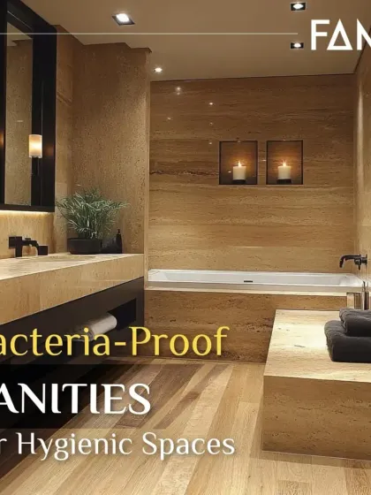 This image highlights the core benefit of my vanities: they are inherently bacteria-proof. The seamless M-Core construction provides a hygienic surface perfect for the bathroom environment, giving you peace of mind.