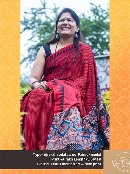 I love how our customers style our sarees. Here is a beautiful maroon Ajrakh modal saree, its rich color and intricate pallu making it a standout piece for any occasion.
