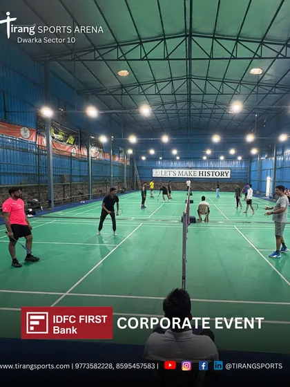 This is what a corporate event should feel like. Multiple courts buzzing with energy at our Tirang Sports Arena during an event for IDFC First Bank. I handle everything to get your team active, engaged, and bonding over the game.