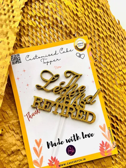 A classic and popular design for a major life achievement. "The Legend Has Retired" in a sparkly gold glitter finish is the perfect way to honor a retiree.