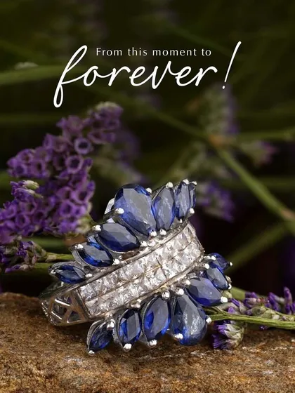 This sapphire and diamond ring is designed to make every moment unforgettable. The marquise-cut sapphires create a sense of movement and energy, wrapping around a band of brilliant diamonds. It is a piece that radiates elegance from this moment to forever.