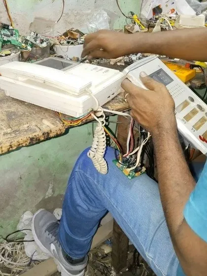 I don't just install systems, I also provide full repair services. This is my workshop where I perform detailed, circuit-level repairs on video door phones and other security devices. You can trust that I will support you even after the installation is done.