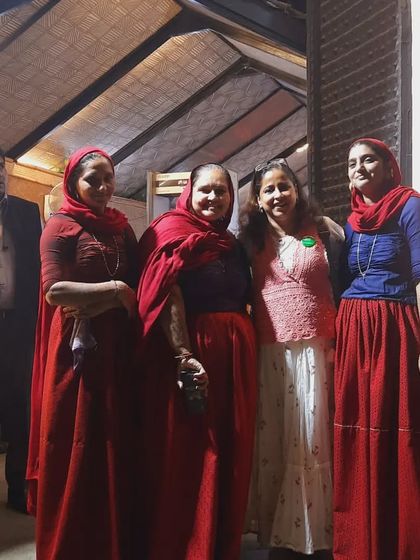 Posing with the talented folk artists at the Exim Bazaar exhibition. It's an honor to be part of a community that celebrates India's diverse craft traditions.