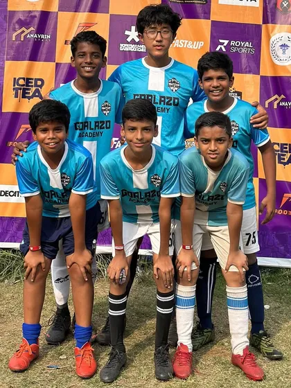The U-13 team posing for a group photo during the 'Bombay ke Champions' tournament.