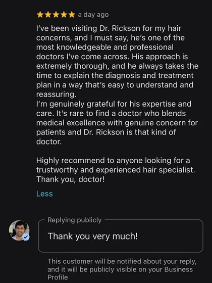 Positive feedback like this is incredibly rewarding. My goal is always to be thorough, explain the diagnosis and treatment plan clearly, and blend medical excellence with genuine concern for every patient I see.