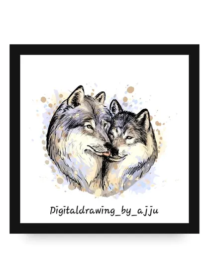 Another version of the wolf sketch, this one showing them in a more affectionate pose.