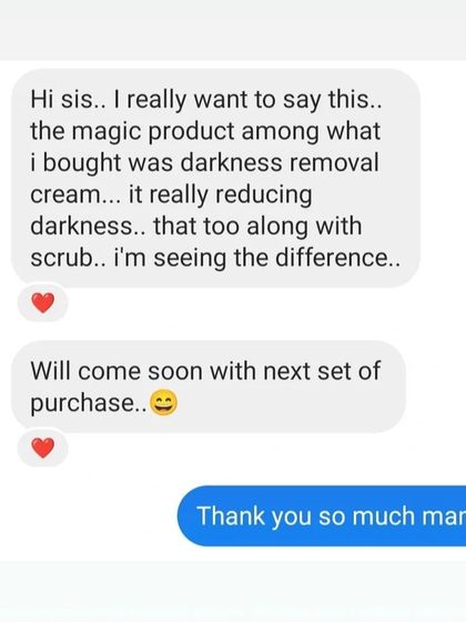 "It really is reducing darkness" is one of the best things I can hear. This feedback for my Darkness Removal Cream and Scrub shows how combining products can lead to seeing a real difference.