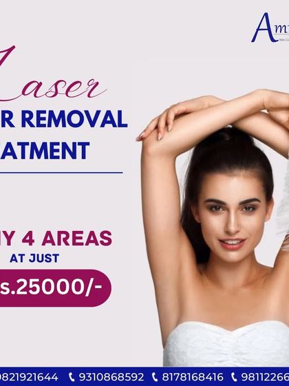 Get smooth skin where it matters most to you. Take advantage of our special package offering laser hair removal for any four body areas at a single, unbeatable price of just Rs. 25,000.
