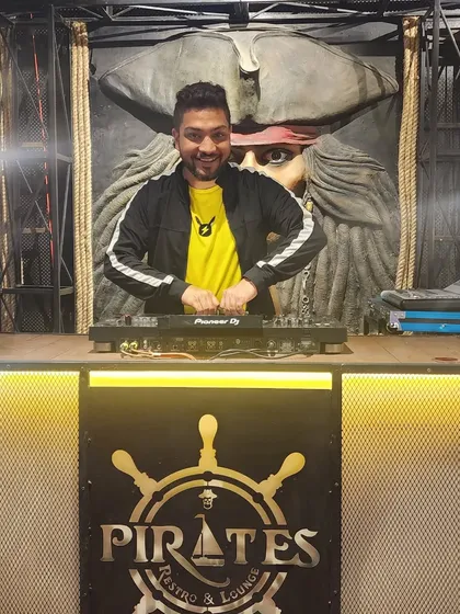 Getting ready to drop a beat at Pirates Restro & Lounge. I always bring my A-game, no matter where I'm playing.