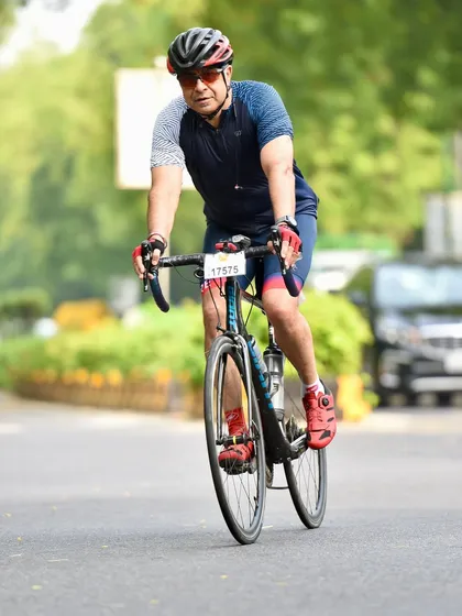 An action shot of the birthday boy during the ride.