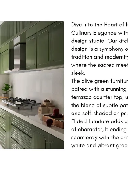 A graphic explaining the design concept of the kitchen, a harmonious fusion of elements and patterns.