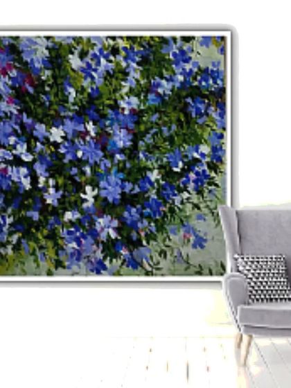 A "Blue Bunch" of wild flowers, captured on a 16x16 inch canvas. I love the simple beauty of these small, captivating blooms.