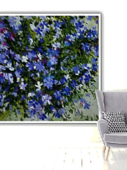 A "Blue Bunch" of wild flowers, captured on a 16x16 inch canvas. I love the simple beauty of these small, captivating blooms.