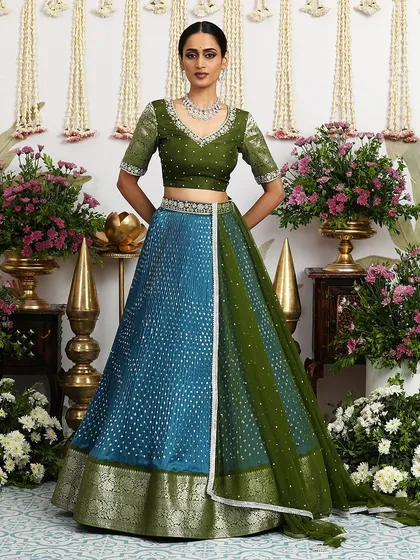The complete look, exuding grace and confidence, perfect for any festive occasion.