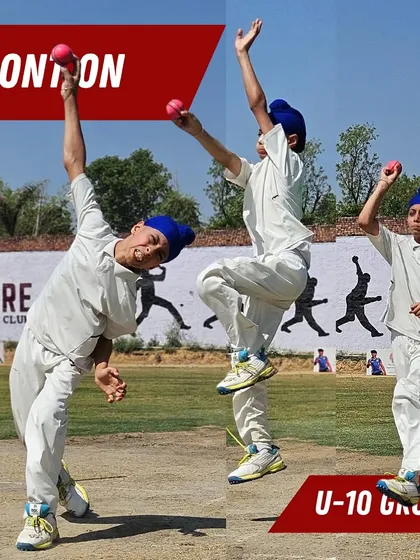 A young Sikh boy in our U-10 group practicing his front-on bowling action. We encourage every child to express themselves on the field while we guide them with the right technique.
