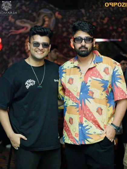 Posing with a friend at Badmaash.