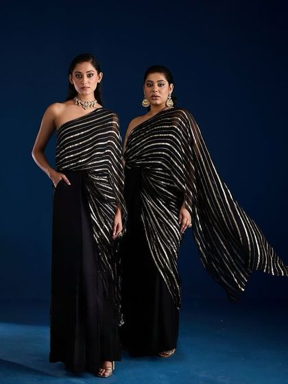 A group shot for Aapro's festive collection, featuring their Zahavi Concept Saree. We managed the lighting to highlight the metallic details while maintaining a sophisticated, moody atmosphere.