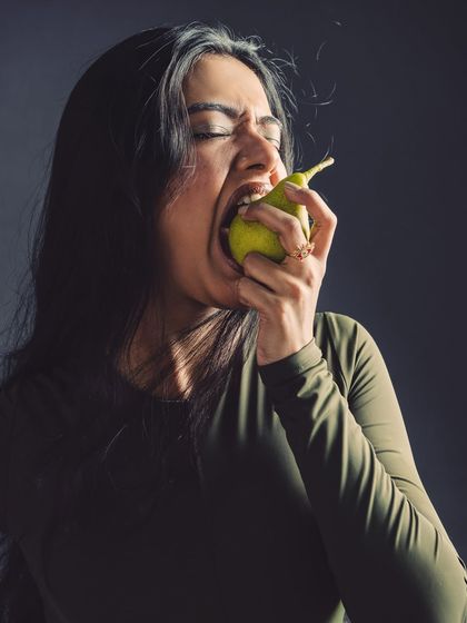 A moment of intense emotion captured during the pear series. This shot is raw, expressive, and full of narrative potential.