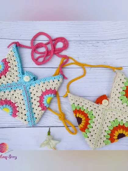 My 'Flower Garden' sling bags are handcrafted with vibrant granny squares. They are lightweight, stylish, and perfect for adding a touch of handmade charm to your everyday look.