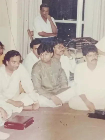 A throwback photo from my Gandabandhan ceremony with my guru, Ustad Shahid Parvez Khan. This sacred ceremony marks the formal acceptance of a student by a guru.