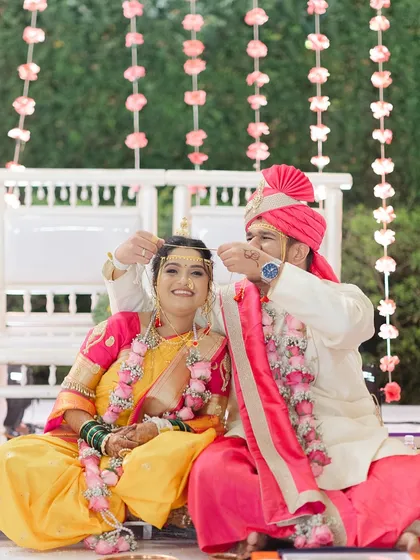 A happy, candid moment during the wedding ceremony.
